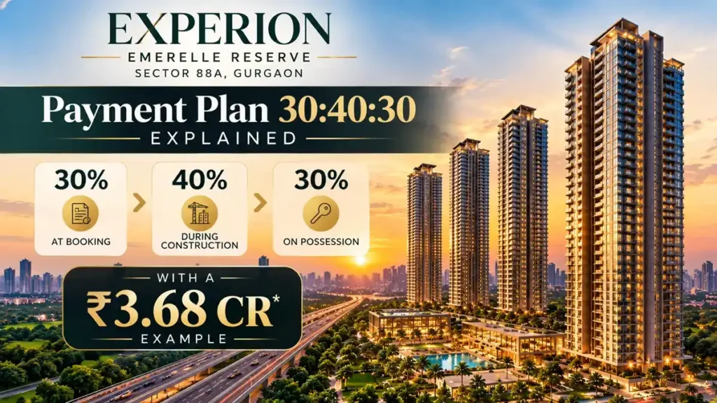Experion 88A payment plan 30:40:30 with ₹3.68 Cr example in Sector 88A Gurgaon